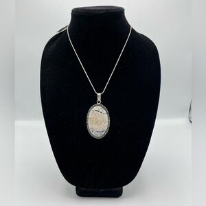 NWT-Dendrite Opal Pendant German Silver Necklace